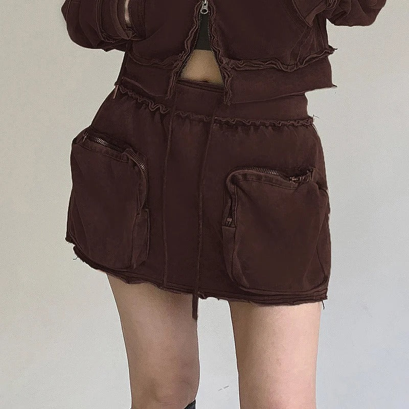 Ruched Cargo Mini Skirt