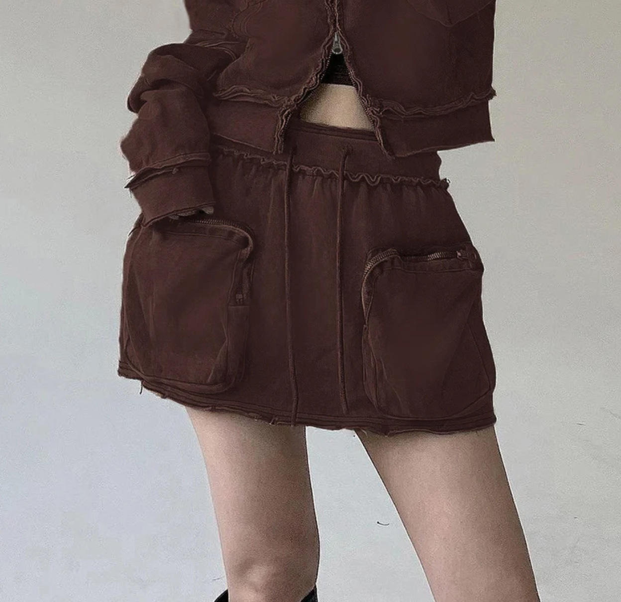 Ruched Cargo Mini Skirt