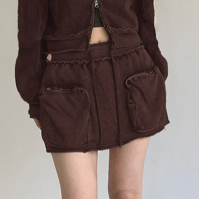 Ruched Cargo Mini Skirt