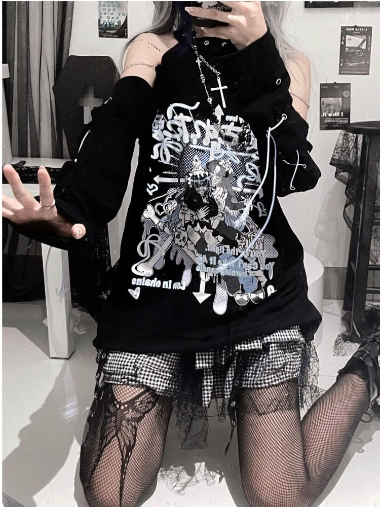Punk Bandage Off Shoulder Top