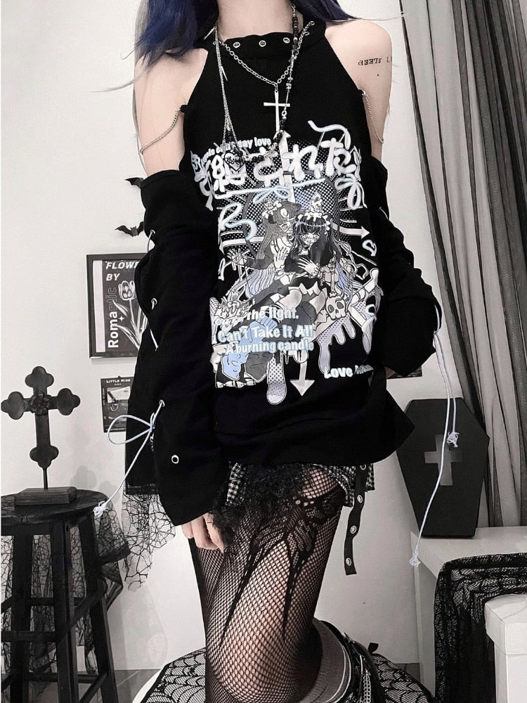 Punk Bandage Off Shoulder Top
