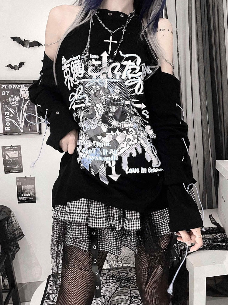 Punk Bandage Off Shoulder Top