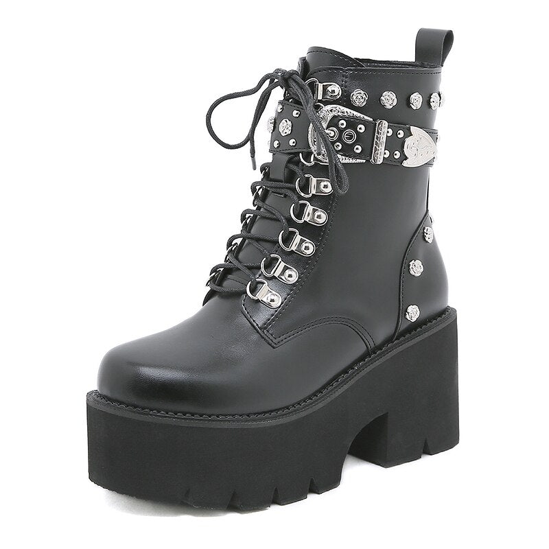 Chunky Heels Chain Ankle Boots