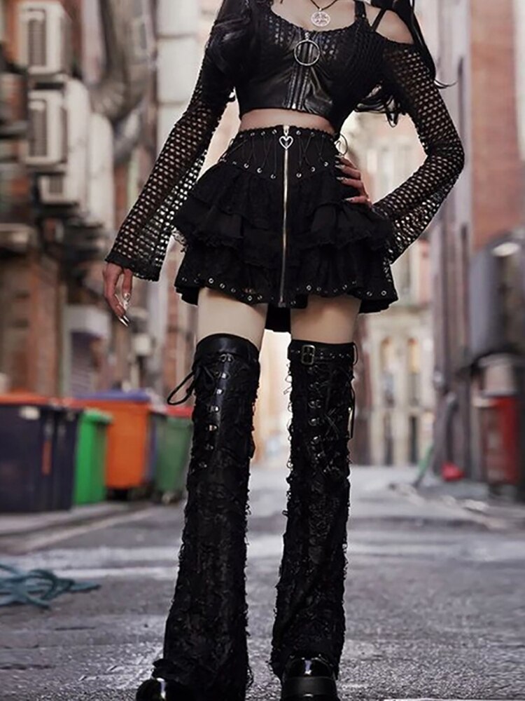 Bandage Zip Up Mini Skirt