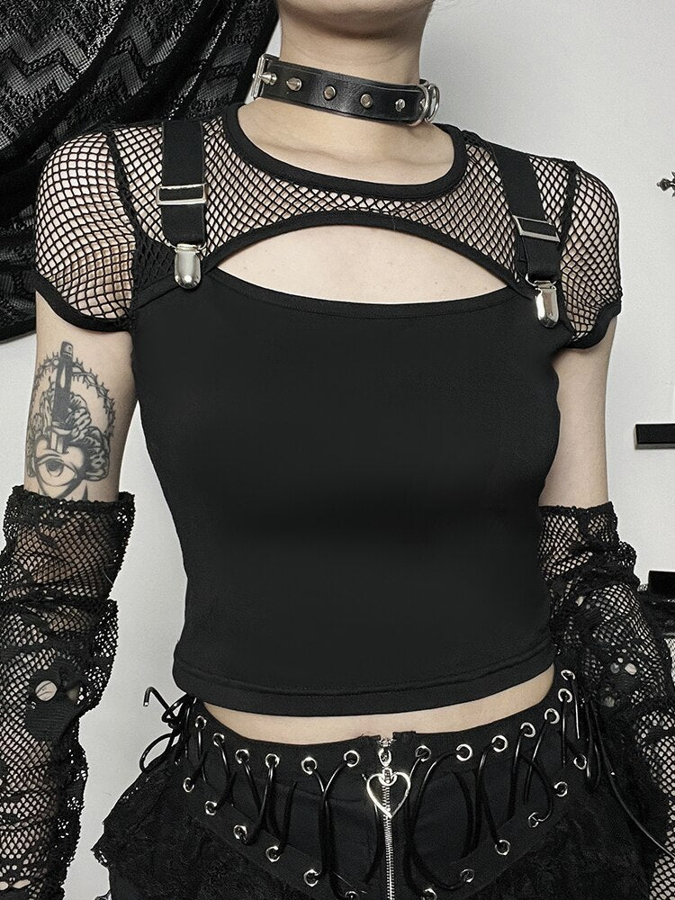 Sheer Mesh Fishnet Tops