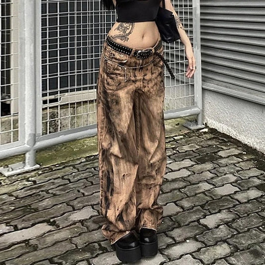 Y2k Retro Tie Dye Print Cargo Pants