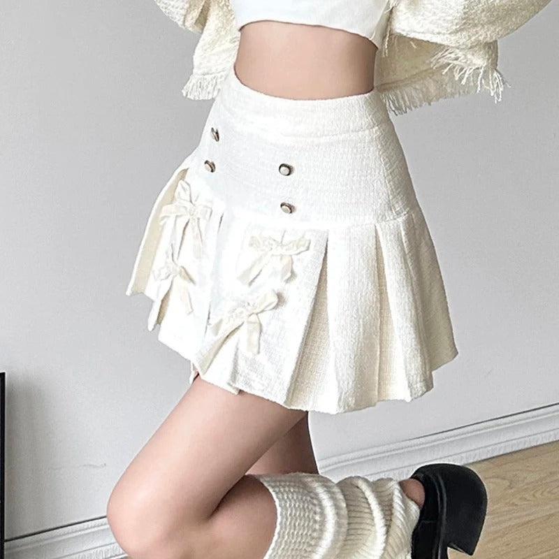 Bow Coquette Pleated Skirt