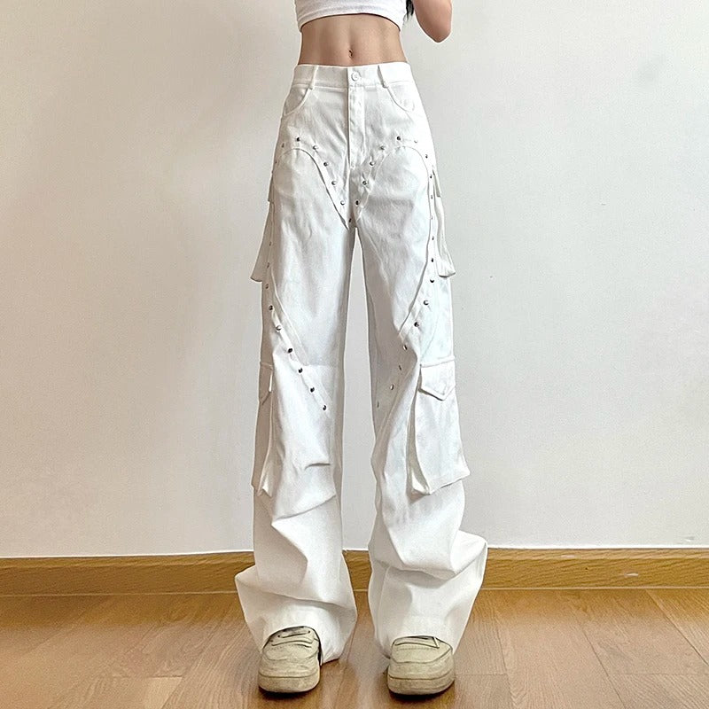 White Design Cargo Pants