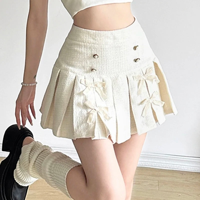 Bow Coquette Pleated Skirt