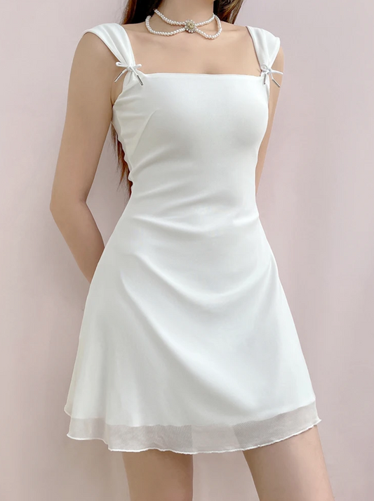 White Mini Double Layer Dress