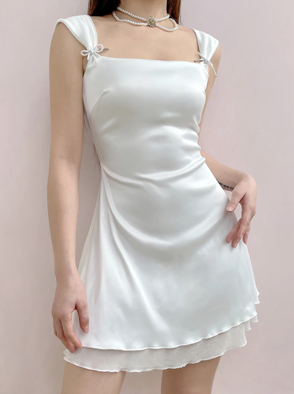 White Mini Double Layer Dress