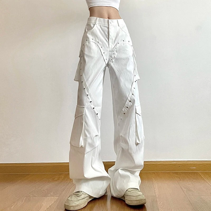 White Design Cargo Pants