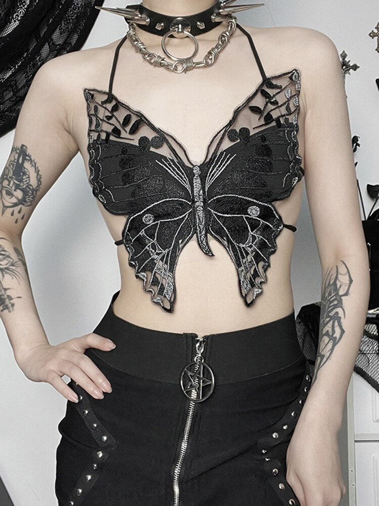 Butterfly Lace Crop Tops