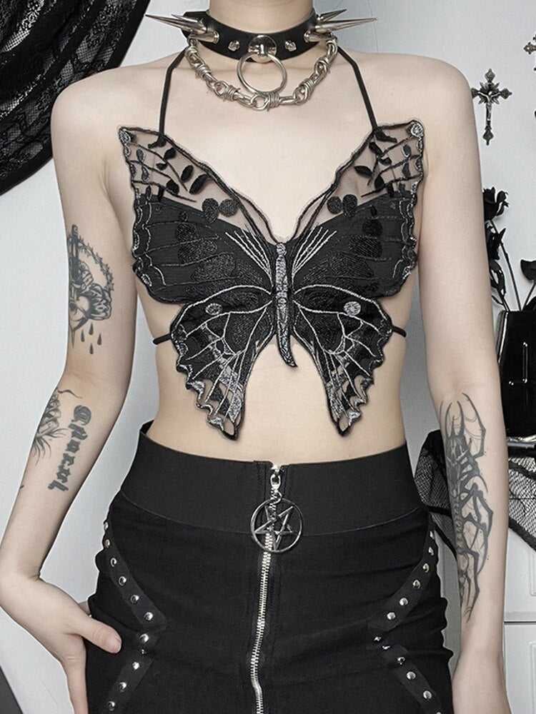 Butterfly Lace Crop Tops