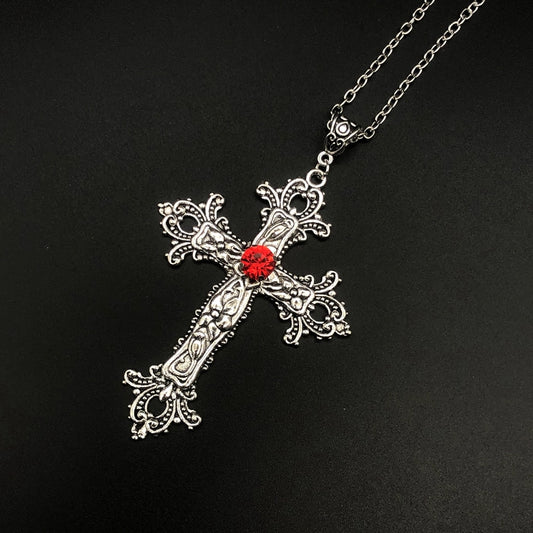 Cross Drill Pendant Jewel Necklace