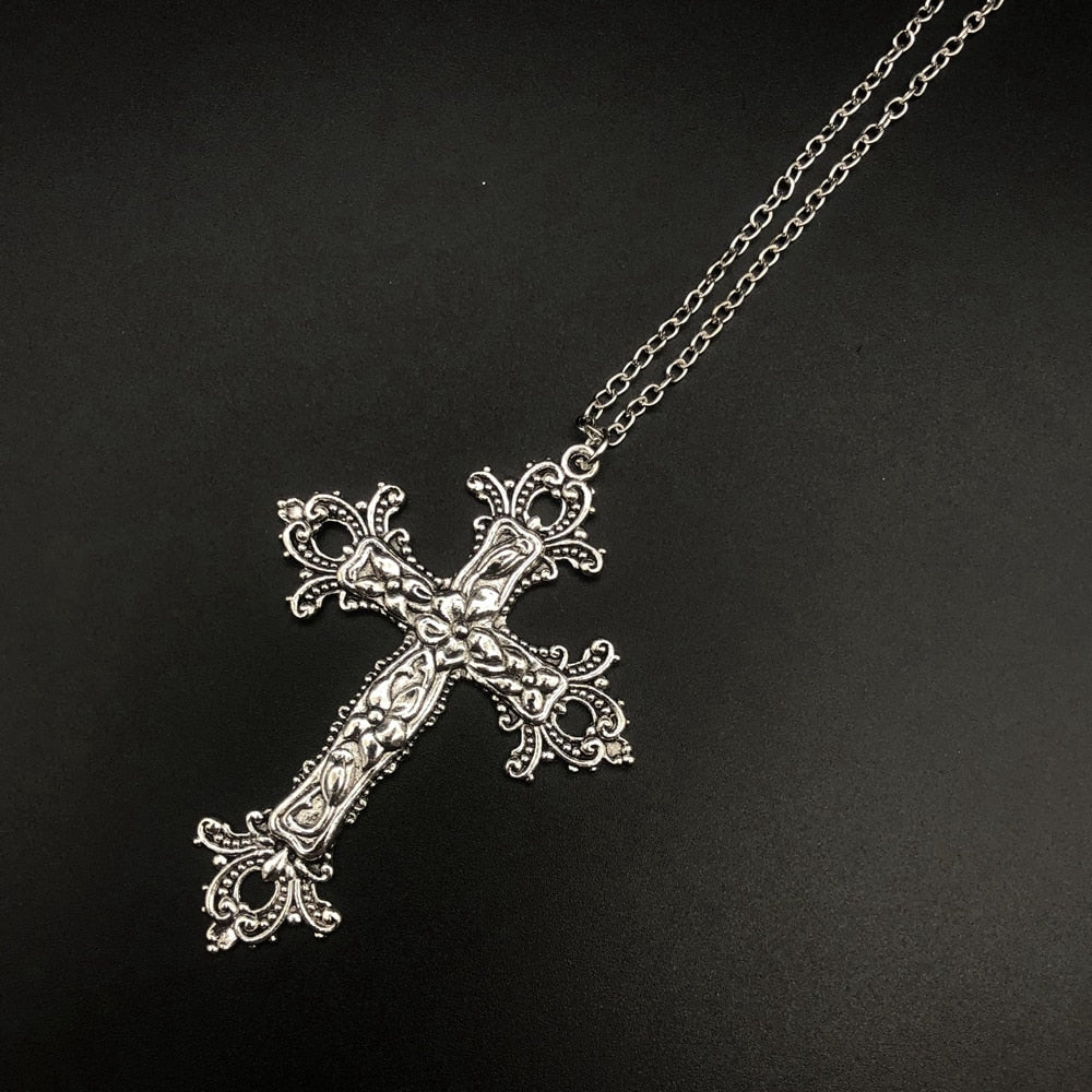 Cross Drill Pendant Jewel Necklace
