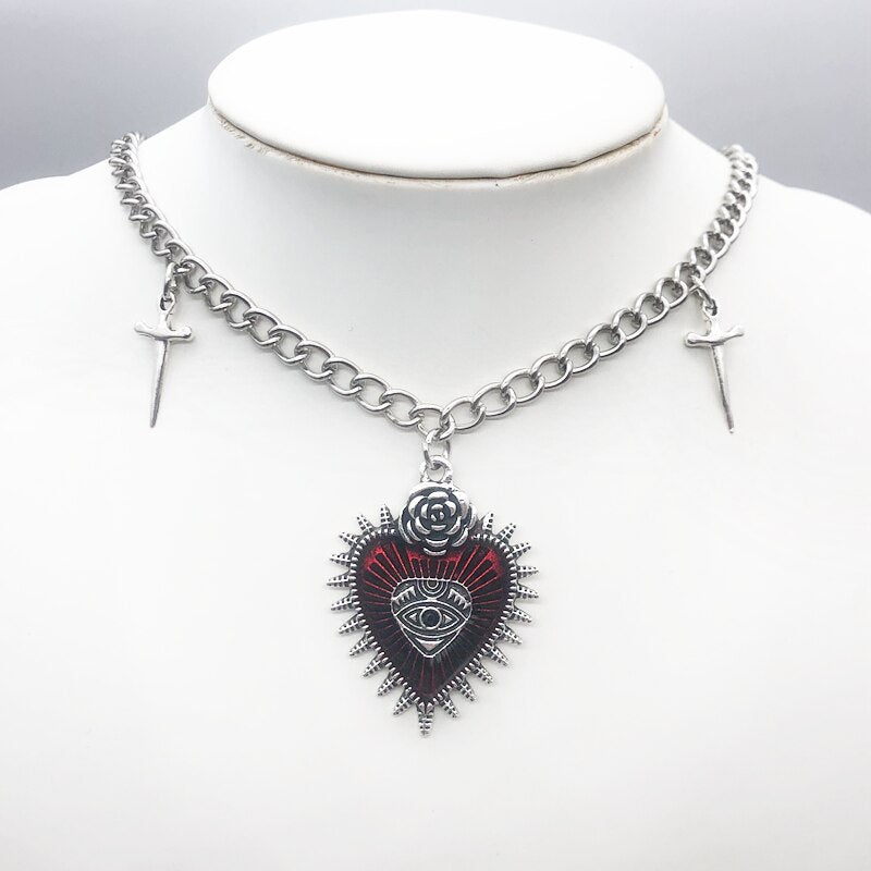 Heart Flower Cross Pendant Necklaces