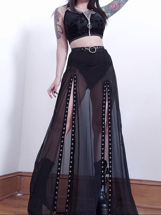 Black Hollow Out Skirt