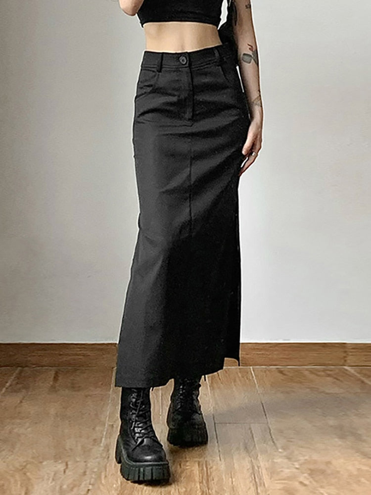 High Raise Slim Long Skirt