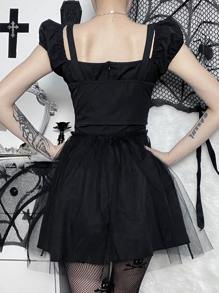 Ruched Puff Sleeve Corset Dress