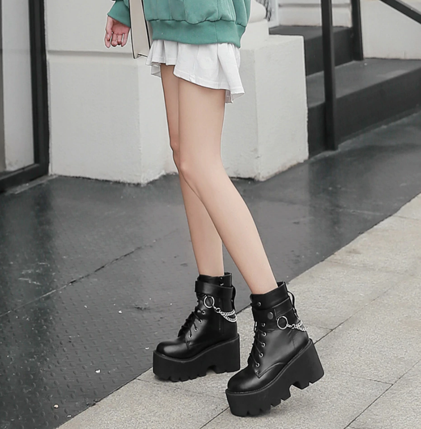 Chain Leather Boots