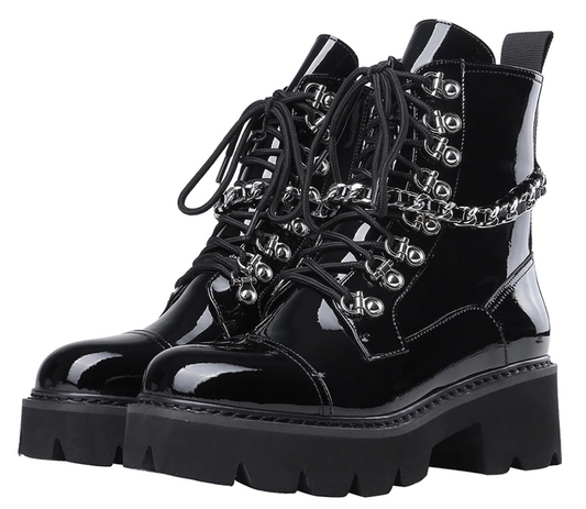 Mid Heel Lace Up Boots