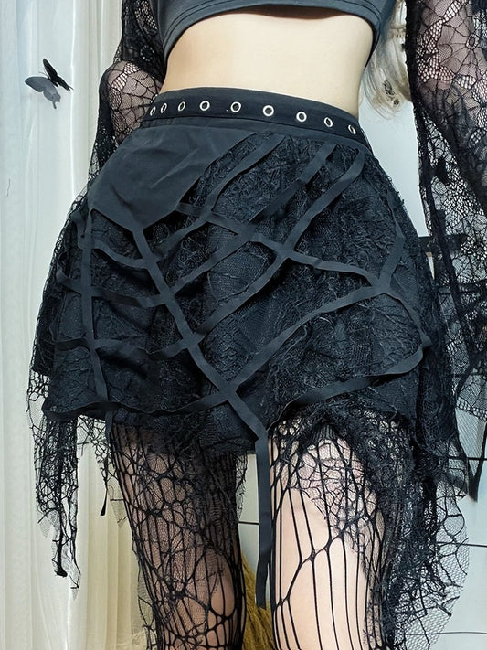 Spider Web Black Skirts