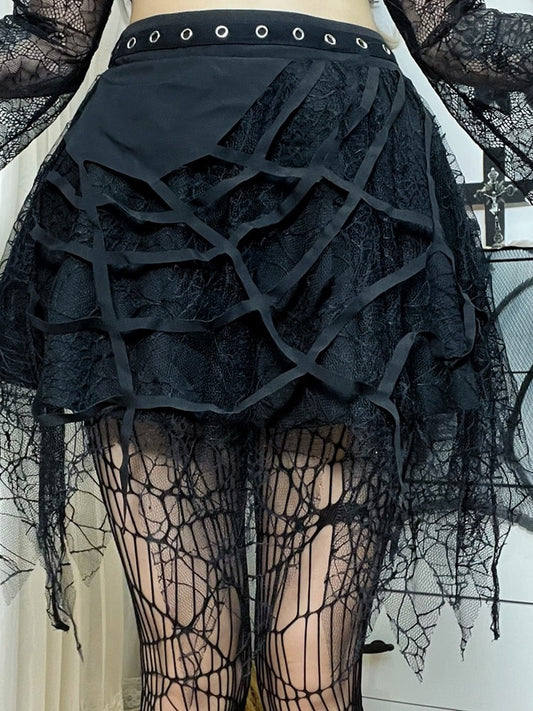 Spider Web Black Skirts