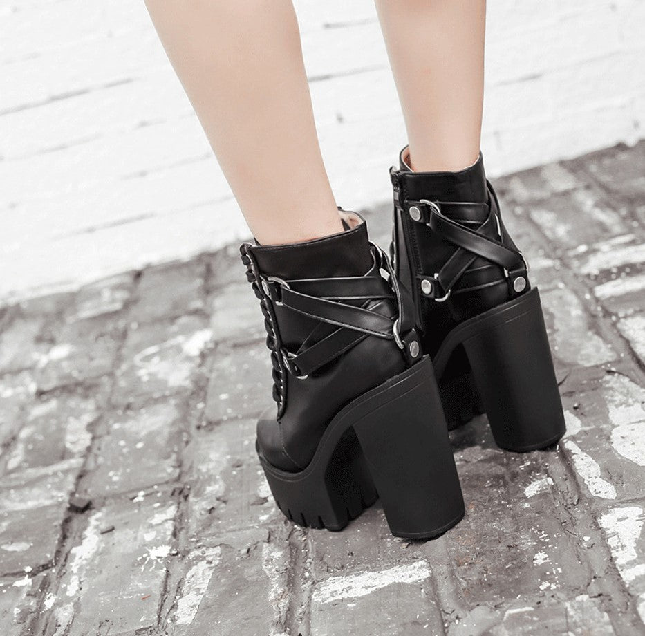 Leather Platform High-Heels