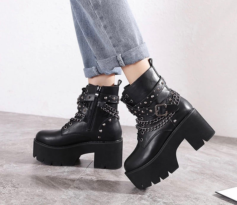 Chain Punk Ankle Boots