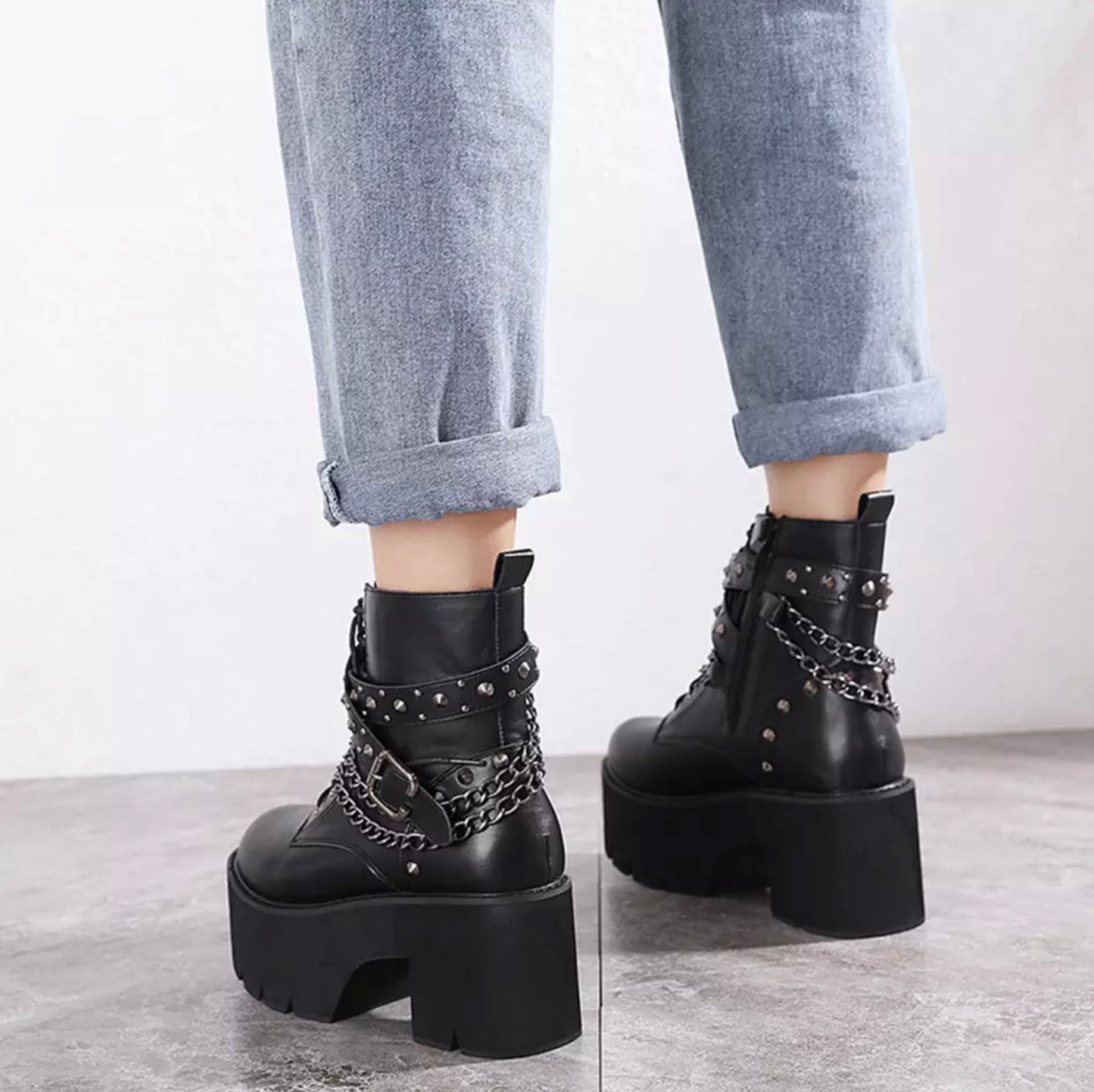 Chain Punk Ankle Boots