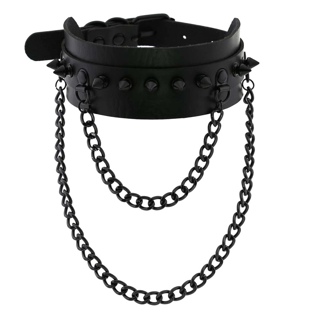 Dark Chain Leather Choker