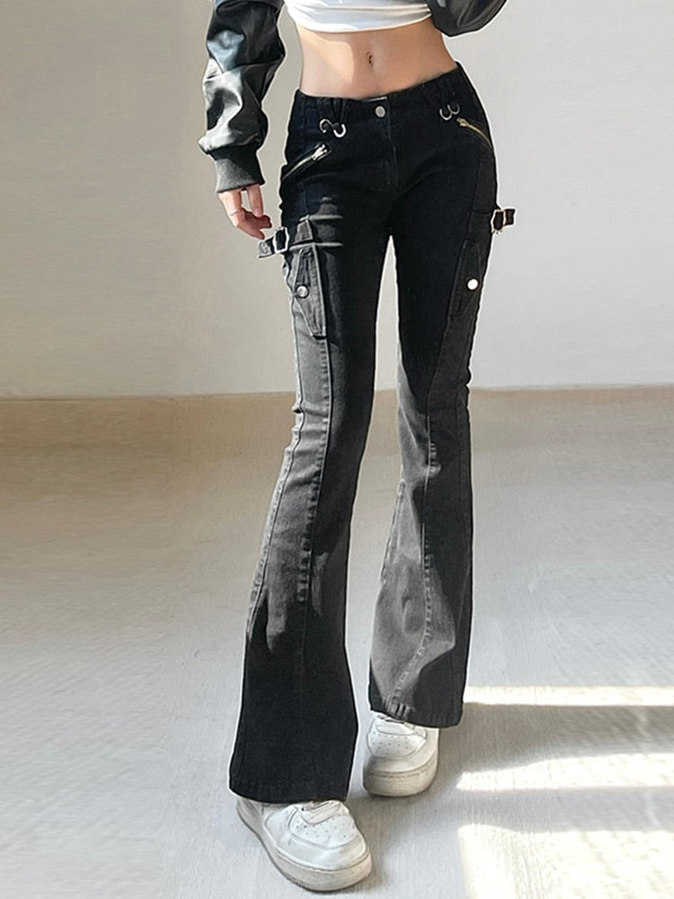 Buckle Skinny Flare Jeans