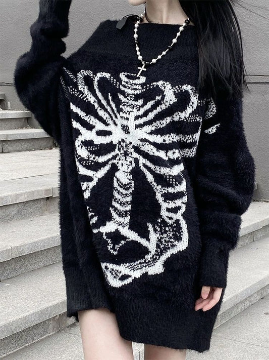 Skeleton Loose Pullover Sweatshirt