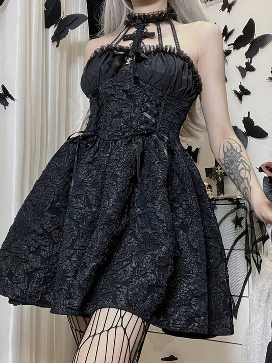 Black Floral Mini Dress